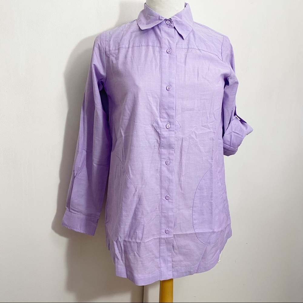 JOAN RIVERS NWT light denim boyfriend shirt XXS - Picture 1 of 9